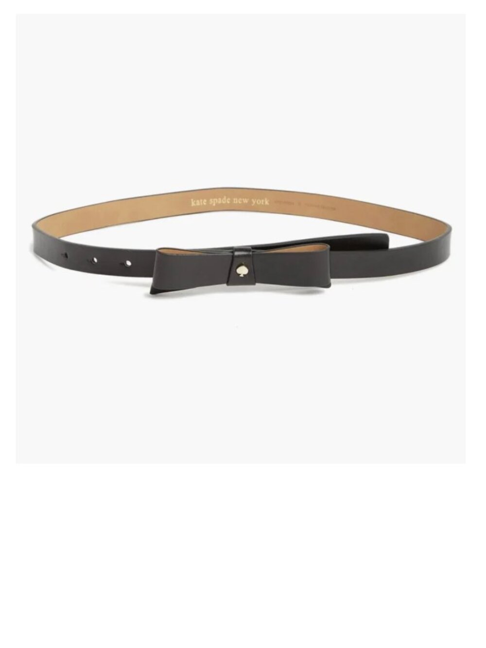 NWT Kate spade new york 19mm bow spade belt  patent Leather Black Xl Shiny